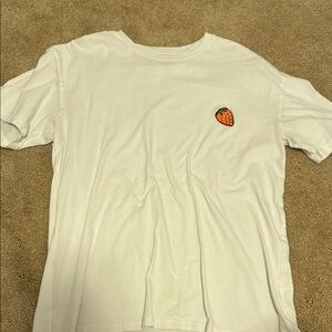 White T-Shirt with Strawberry Patch
